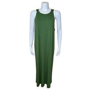 J Jill Women’s Sleeveless Maxi Dress 2X Stretch Pockets Long Green
